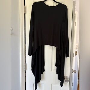 BCBGMaxAzria Black Asymmetrical Long Sleeve Top